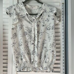 Floral Print Women's Top - White